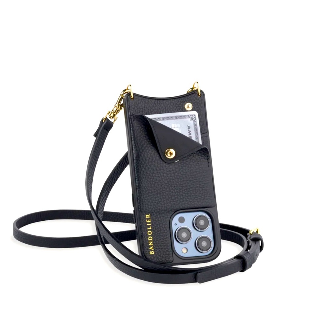 EMMA - Pebble Leather Crossbody Bandolier iPhone 12 Case